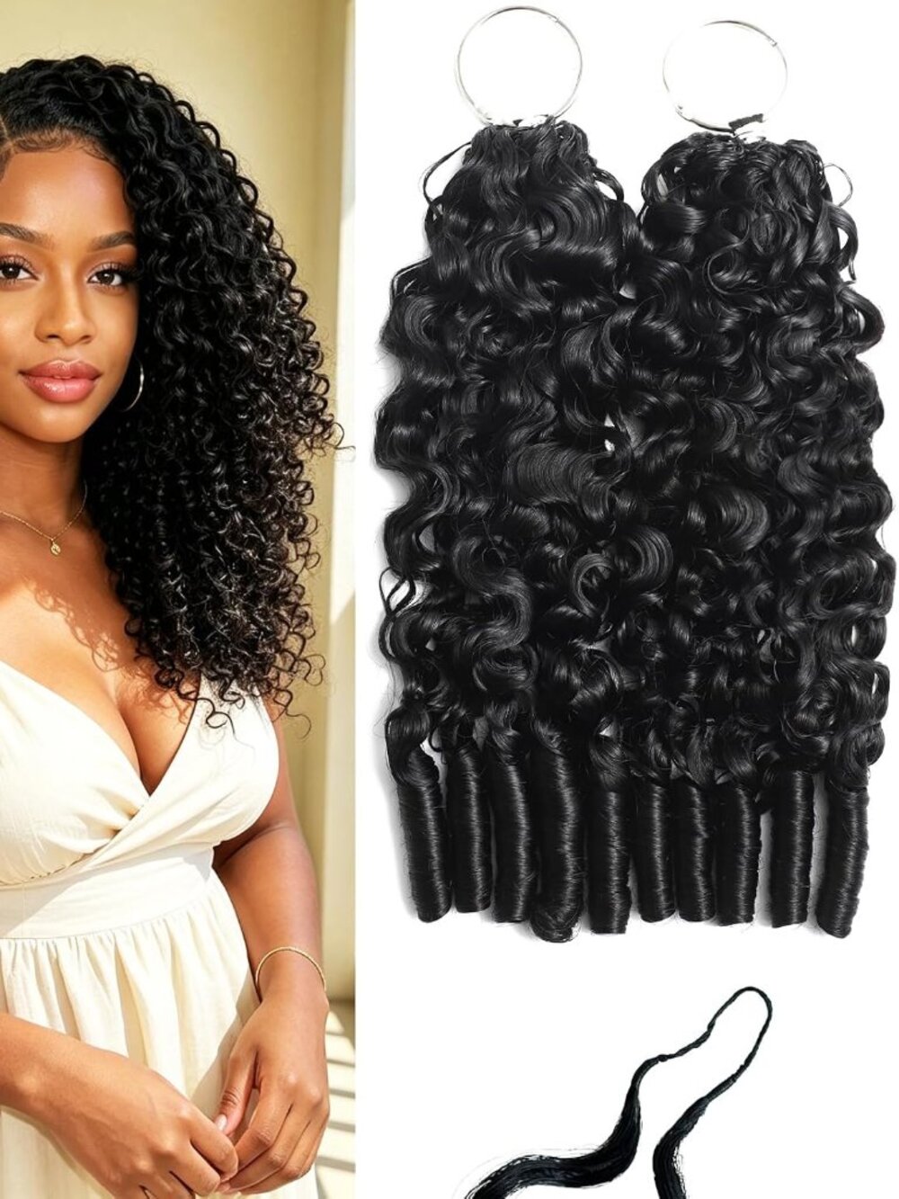 18" Burmese Curly Crochet Human Hair Miracle Knots Pre Looped Extensions